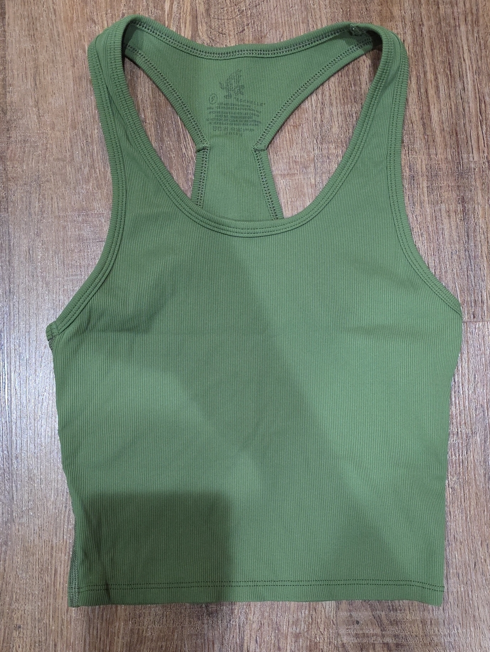 Jolyn Rochelle Olive Green Ribbed Crop Top